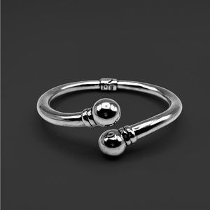 925 Sterling Silver Puffy Hinged Clamper Bracelet